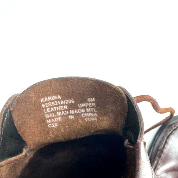 Bass Karina Women's Lace Up Brown Vintage Leather Loafer Moc Toe Boat Shoe, 6M - Picture 8 of 8